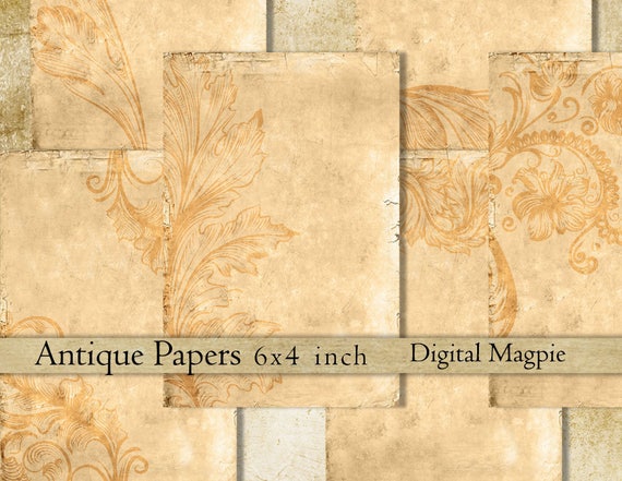 Antique Paper Digital Collage Sheet Background Worn Tattered Old