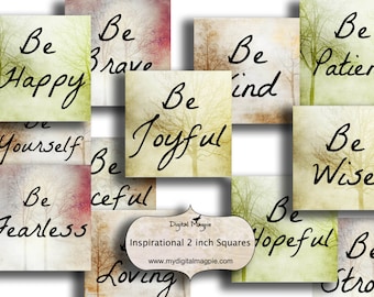 2 inch square Inspirational quotes digital collage sheet printable sayings square images.word squares for jewelry crafts  instant download