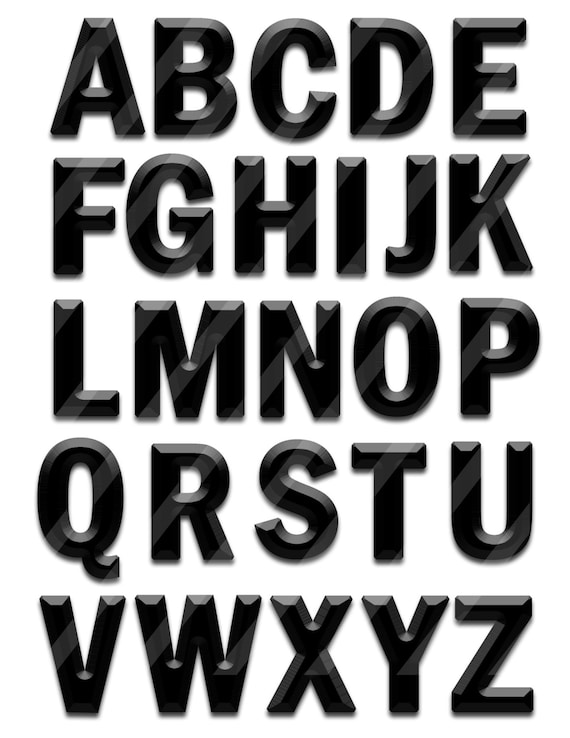 Black Digital Alphabet Clipart Digital Scrapbooking Alphabet Etsy Uk