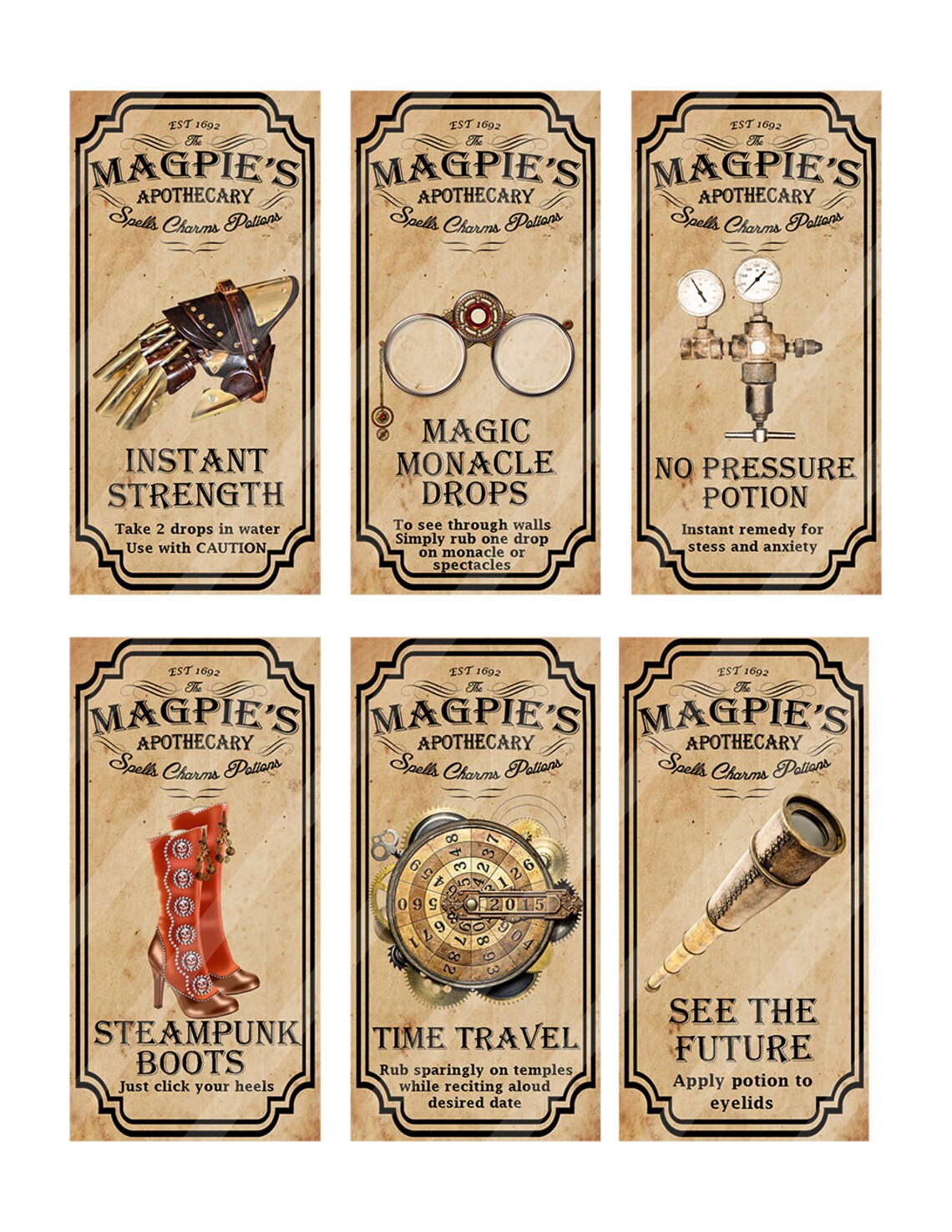 Steampunk Apothecary Labels for Jars Bottles Tags and Etsy Canada