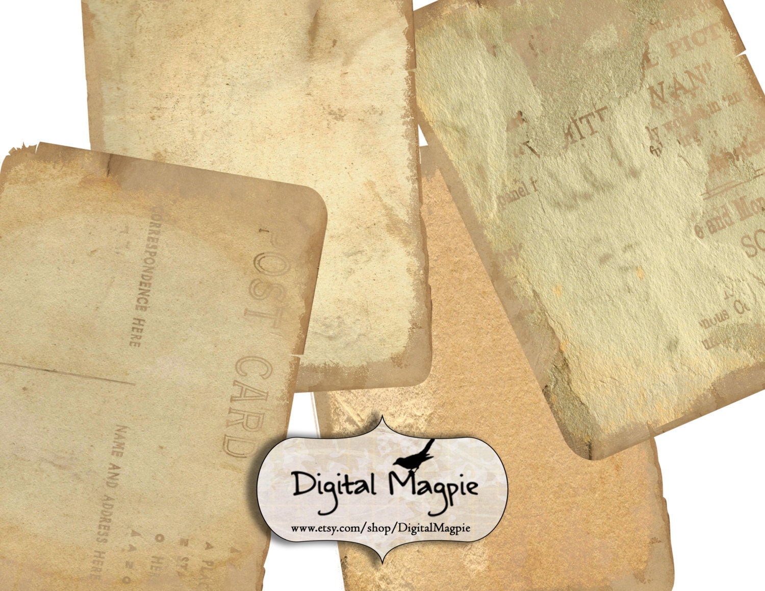 Antique Paper Digital Collage Sheet Background Worn Tattered Old
