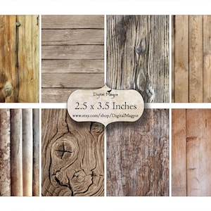 rustic wood digital paper background printable collage sheet 2.5 x 3.5  ATC images instant download grungy for scrapbooks and crafts