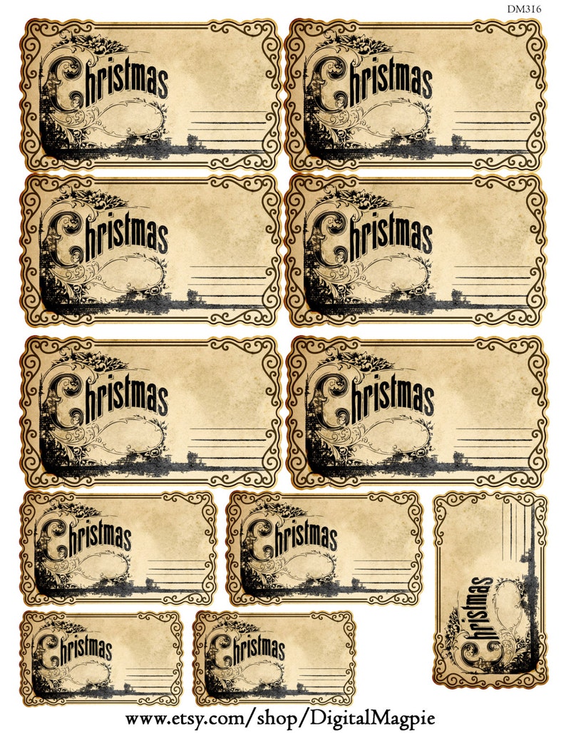 blank printable victorian christmas tags vintage labels etsy
