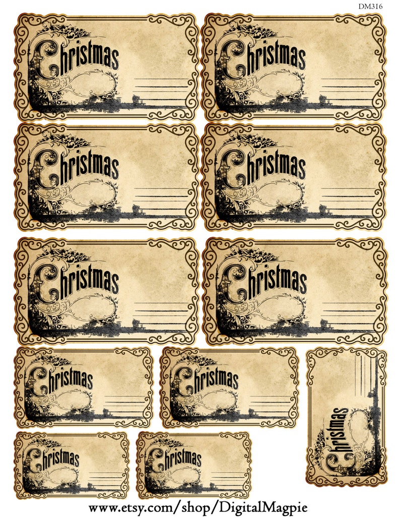 Blank Printable Victorian Christmas Tags Vintage Labels Etsy UK