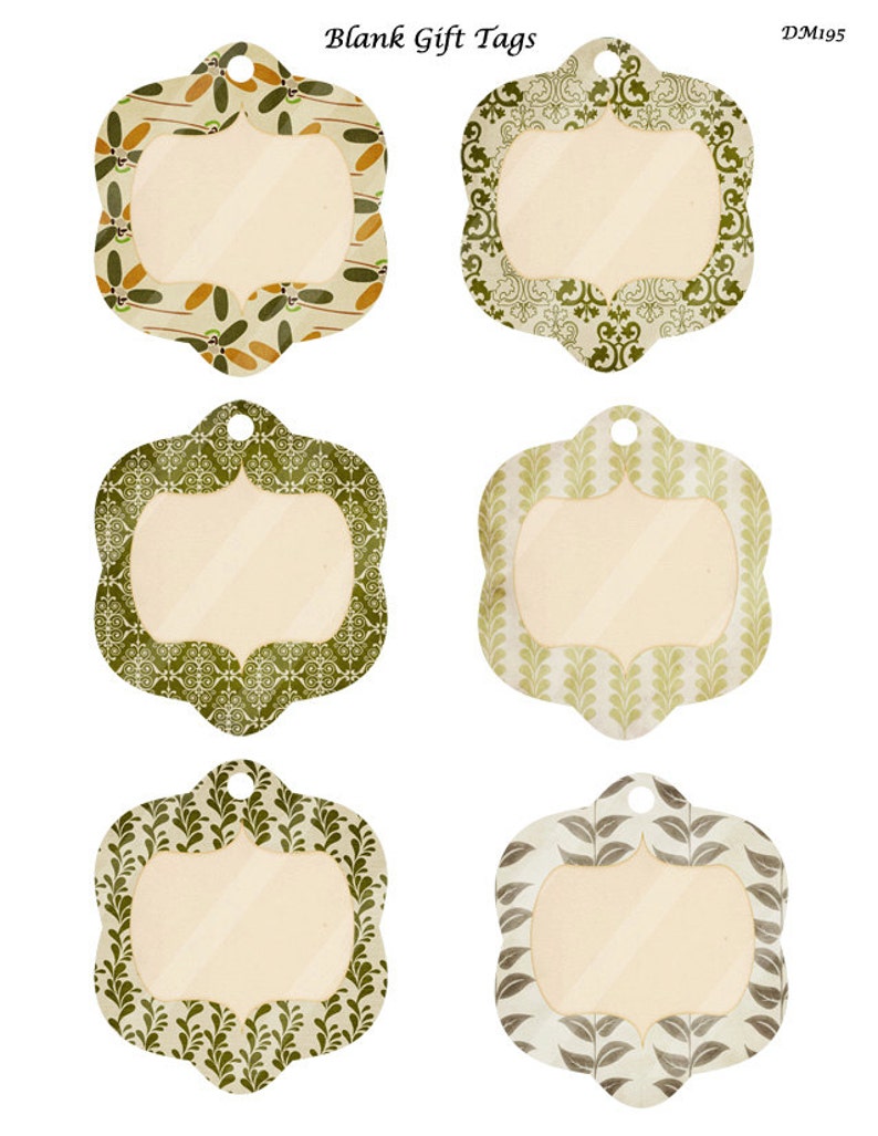 printable blank gift tags to download vintage retro diy etsy