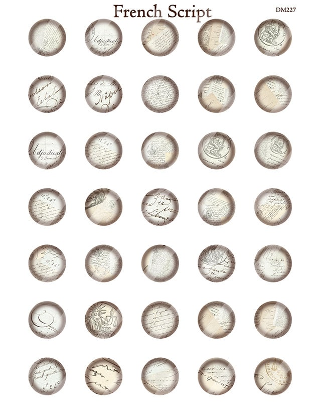 1 Inch Circles Digital Collage Sheet Vintage French Script - Etsy