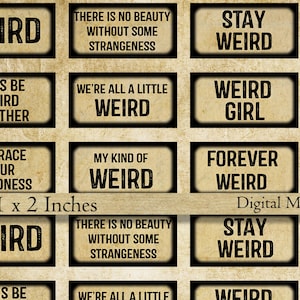 digital collage sheet for pendants 1 x 2 inches printable quotes domino images weird words digital download instant download pdf jpg