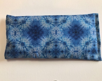 Flax Seed Rest Reiki and Relaxation HERBAL EYE PILLOW in Blue Blast fabric: Euphrosyne Blend