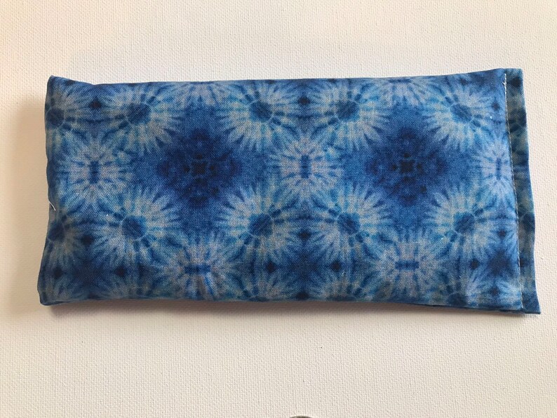 Flax Seed Rest Reiki and Relaxation HERBAL EYE PILLOW in Blue Blast fabric: Euphrosyne Blend image 1