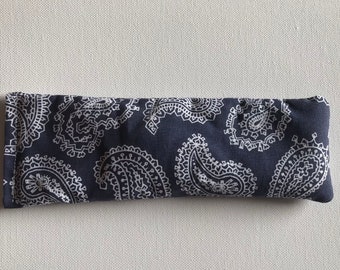 Flax Seed Rest Reiki and Relaxation HERBAL EYE PILLOW in Navy Paisley:  Charites Blend