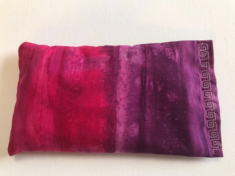 Flax Seed Rest Reiki and Relaxation HERBAL EYE PILLOW in Purple and Pink Tie Dye fabric : Charites Blend image 2