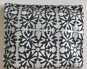 HERMES Blend Reiki Rest and Relaxation Small Square Herbal Dream Pillow in Black and Silver  fabric