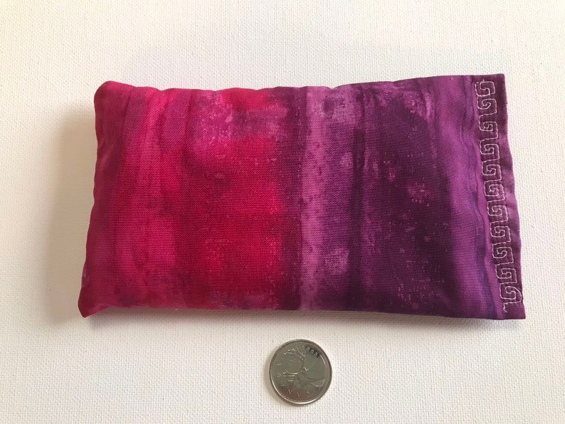 Flax Seed Rest Reiki and Relaxation HERBAL EYE PILLOW in Purple and Pink Tie Dye fabric : Charites Blend image 3