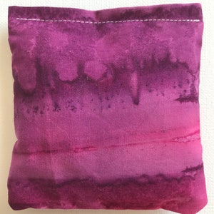 BELTANE Blend Reiki Rest and Relaxation Small Square Herbal Dream Pillow with Big Silver Flower Charm in Pink and Purple Tie Dye fabric image 3