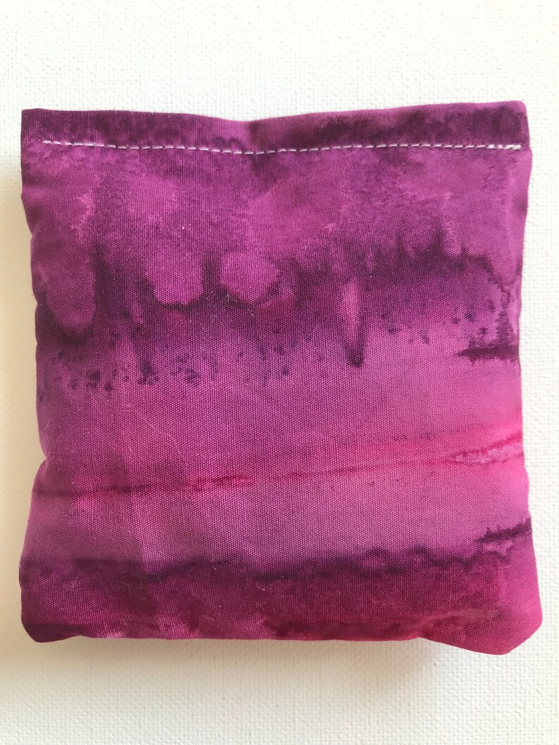 BELTANE Blend Reiki Rest and Relaxation Small Square Herbal Dream Pillow with Big Silver Flower Charm in Pink and Purple Tie Dye fabric image 3