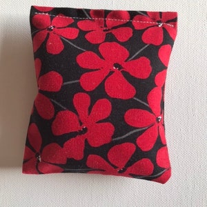 HARVEST FESTIVAL Blend Reiki Rest and Relaxation Small Square Herbal Dream Pillow with Silver Green Man Charm in Black with Red Flowers image 3