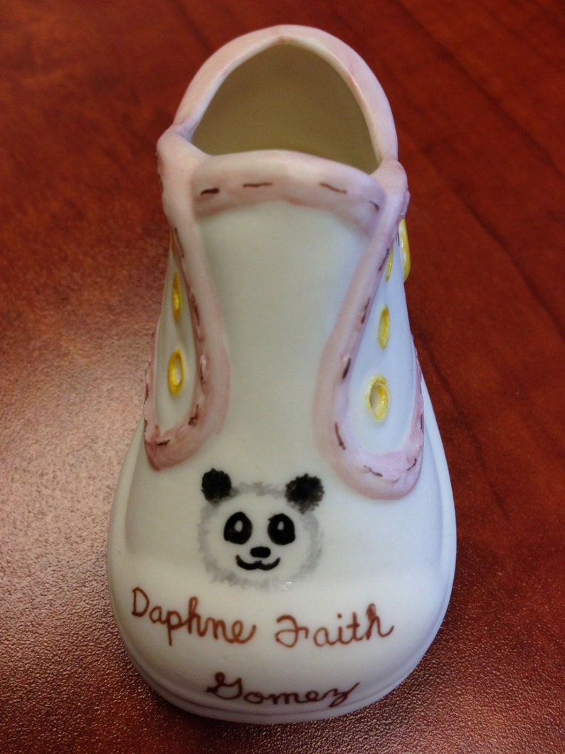 Personalized Porcelain Floral Baby Shoe Keepsake Etsy