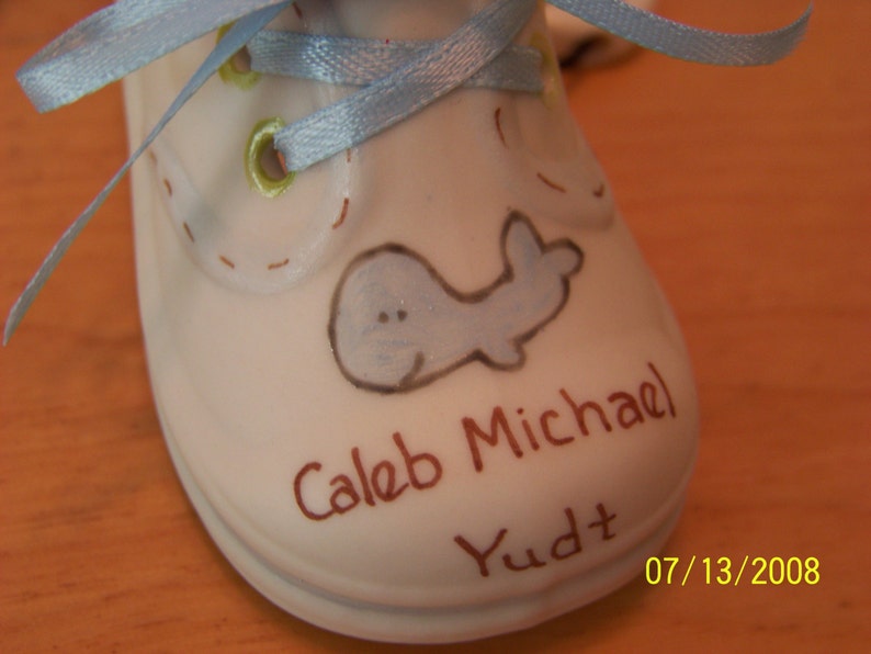 Personalized Porcelain Floral Baby Shoe Keepsake Etsy