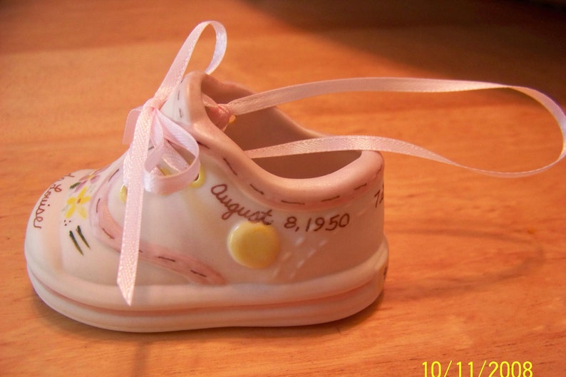Personalized Porcelain Floral Baby Shoe Keepsake Etsy