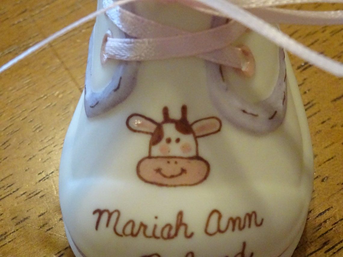 Personalized Porcelain Duck Baby Shoe Keepsake Etsy