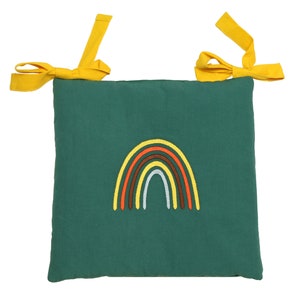 Children&#39;s chair cushion &quot;RAINBOW&quot; in fir green - 25 x 25 cm
