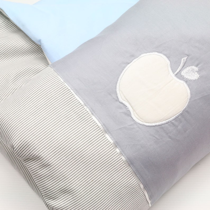 3D pomme: Bedding Set Poussette 80x80, gris image 3