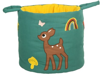 2in1 Maxi Spielzeugtasche "REHKITZ & Rainbow" in Grün - Ø35cm