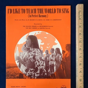 I&#39;d Like To Teach The World To Sing (In Perfect Harmony) Vintage Sheet Music COCA COLA / COKE 1971 (The Hillside Singers / The New Seekers)