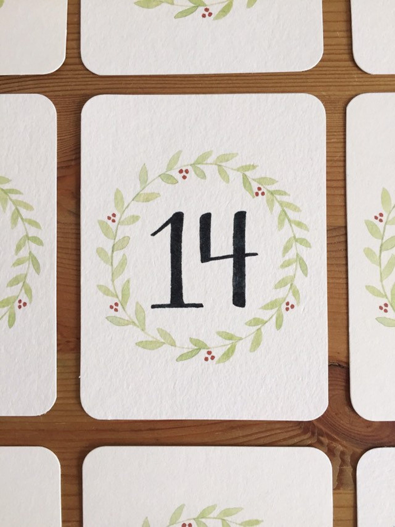 Christmas Wreath Advent Calendar Cards PRINTABLE PDF | Etsy