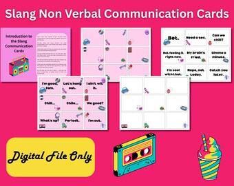 Slang Communication Cards for Nonverbal Adults: AAC Printable, Editable Canva Template (PDF Download)