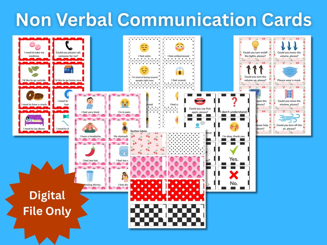 Printable Communication Cards for Nonverbal Adults: Basic Needs ...