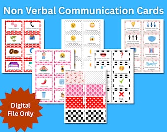 Printable Communication Cards for Nonverbal Adults: Basic Needs, Feelings (Canva Template Digital Download)