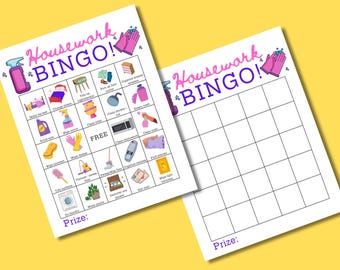 Housework Bingo Cards | Printable Cleaning Game | Editable Canva Template | Chore Chart Alternative for Motivation