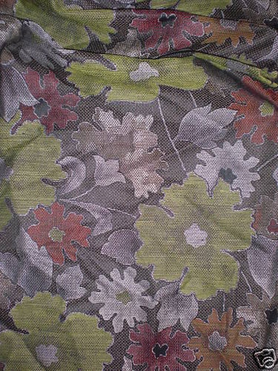 SF96 Vintage Japanese Orange Woven Floral Meisen with White Embroidery on Silk