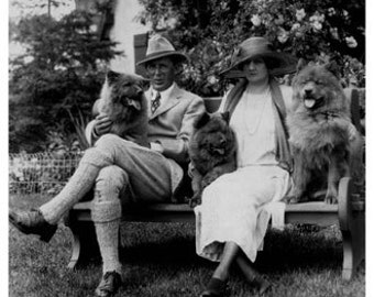 Chows in the Garden C. 1924 Vintage Photo - Note Card