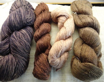 Hand spun, hand dyed silk yarn