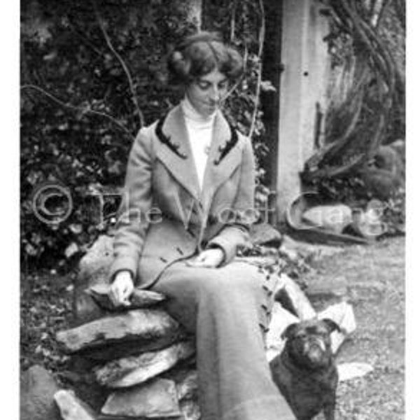 Pudgy Pug in an English Garden, c. 1912 Vintage Photo - Note Card