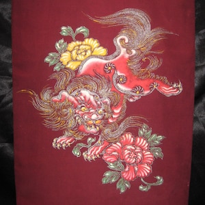 O158 Vintage Japanese Burgundy with ShiShi Obi