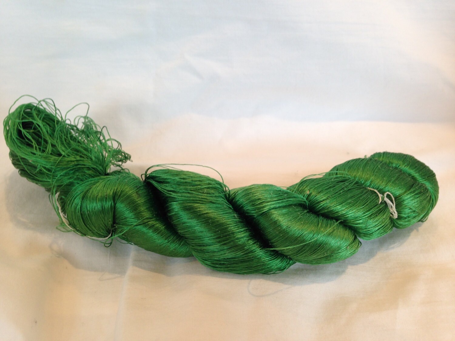 Shades of Green Vintage Japanese Silk Thread with Natural Dyes (size 3)