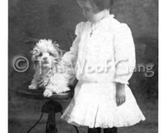 Poodle and Child- Oregon, U.S.A. Vintage Photo - Note Card