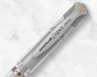 Uni Ball Signo UM153 Silver Gel Pen – Broad Tip 1mm, Writes on Dark Paper