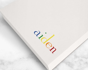 Personalized Name Notepad for Kids – Custom To‑Do List Memo Pad, Colorful Stationary | RAINBOW