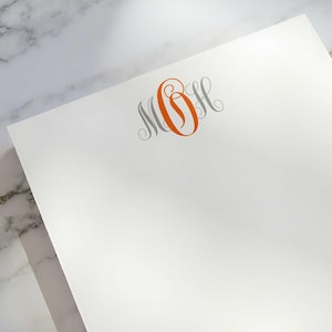 Monogrammed Square Block Notepad - Personalized Memo Pad, Initial Stationary | TRADITIONAL SCRIPT