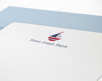 Personalized Kids Stationery Sets - Nautical Baby Gifts, Toddler Writing Notecards | SUMMER SAILING