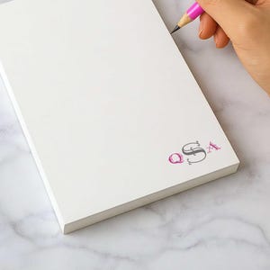 Monterey Monogram personalized notepad with bold center initial and smaller side initials for everyday desk notes.