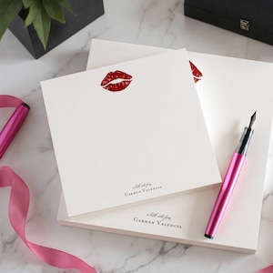 Personalized Square Notepad – Lipstick Love Note, Custom Lips Stationary | ROMANTIC KISS