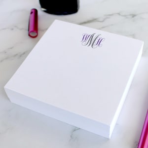 Personalized Square Notepad for Women – Gifts for Her, Elegant Monogram Stationary | TRADITIONAL SCRIPT