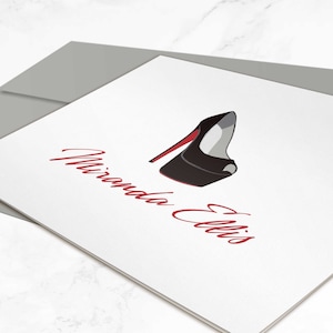 Benutzerdefiniertes Briefpapier-Set mit personalisierten Karteikarten für Sie, Mode-Briefpapier für Frauen, Sexy Stiletto High Heel Dankesschreiben | ROTE UNTERTEILE
