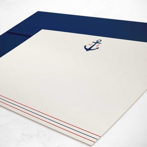 Nautische Briefpapiersets mit Monogramm, Initialen, personalisiertes Briefpapier | ANKER MONOGRAMM