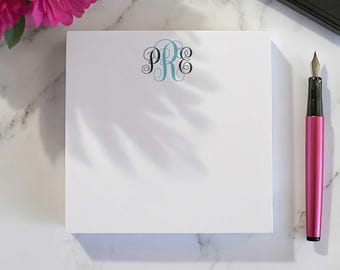 Personalized Square Notepad - Monogram Stationary, Gifts for Her | TRADITIONAL SCRIPT